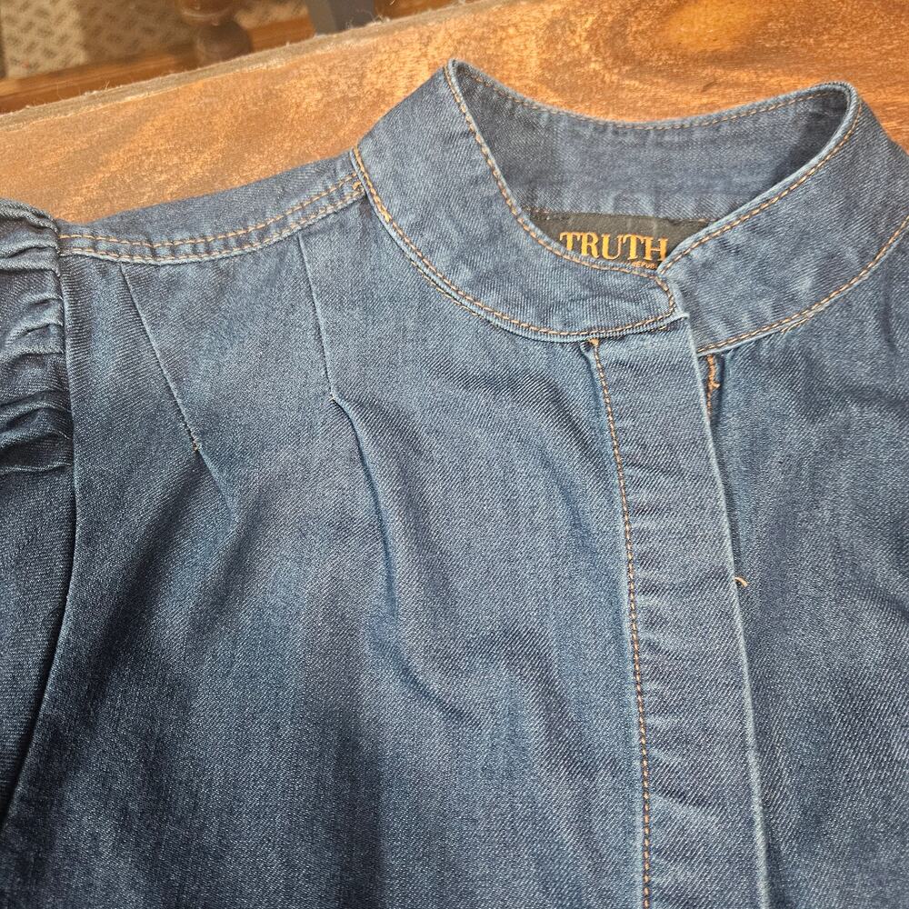 Truth by Republic Denim Puff Sleeve Blouse Size M 100% Cotton Prairie - Picture 4 of 8